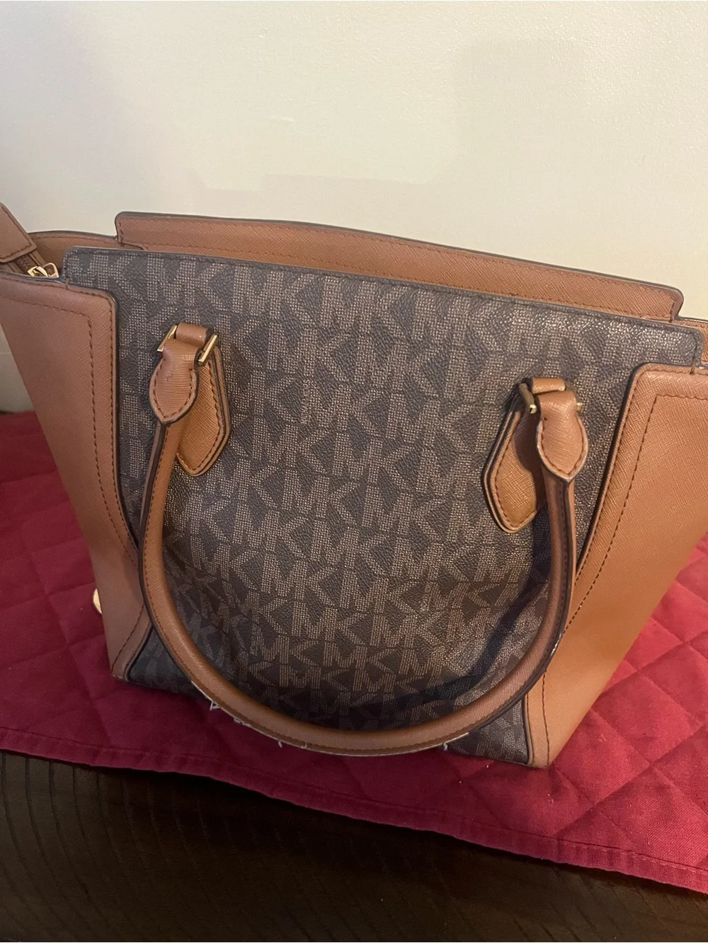 Michael Kors Brown and Tan MK Logo Tote